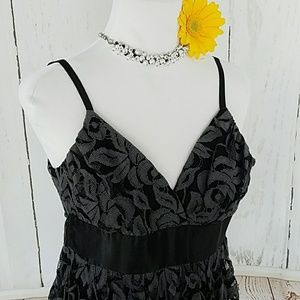 Aqua Black Lace Overlay Dress